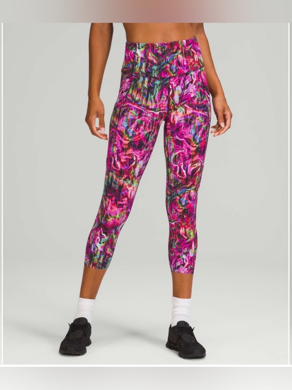 Lululemon Fast and Free High Rise Crop 23” Women’s 2 Hyper Flow Pink Multi NWOT